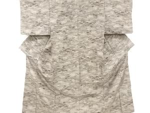 アンティーク　家屋模様織り出し十日町紬着物